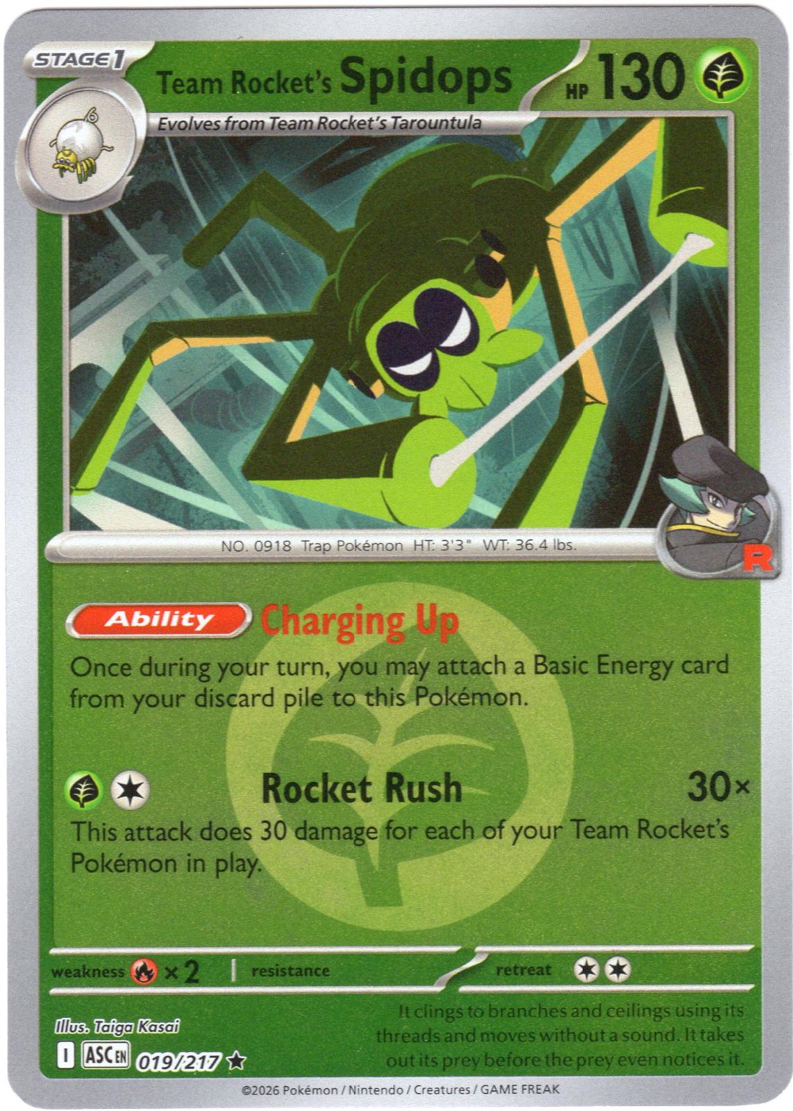 Ascended Heroes Team Rocket's Spidops [Energy] Pokémon card